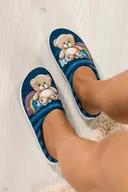 Kapcie damskie - Niebieskie kapcie damskie Inblu obuwie domowe z misiem wkładka soft VX589499 - miniaturka - grafika 1