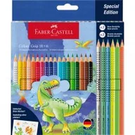 Przybory szkolne - Faber-Castell Kredki Grip dinozaury metalicznych + naklejki 18 kolorów + 6 kolorów - miniaturka - grafika 1