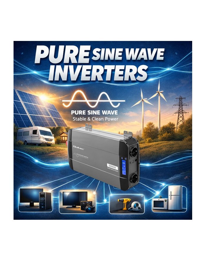 qoltec Przetwornica napięcia Pure Sine Wave 12V to 230V 2500/5000W