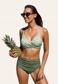 Cupshe bikini z nadrukiem w panterkę marszczone majtki z wysokim stanem