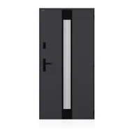 Drzwi zewnętrzne - Drzwi stalowe zewnętrzne wejściowe Thunder Lustro antracytowe 90 prawe Wiśniowski - miniaturka - grafika 1