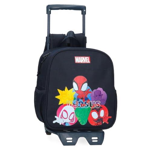 Joumma Marvel Versus Spidey Plecak przedszkolny z wózkiem, czarny 23x25x10 cm Poliester 5,25 l, Czarny (Black), Talla única, Plecak przedszkolny z wózkiem