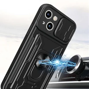 Etui pancerne Alogy Camshield Stand Ring Wallet z osłonką na aparat i miejscem na karty do Apple iPhone 14 czarne - Etui i futerały do telefonów - miniaturka - grafika 6