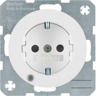 Gniazdka elektryczne - Berker R.1/R.3 Berker Gniazdo SCHUKO z diodą kontrolną LED biały, połysk - miniaturka - grafika 1
