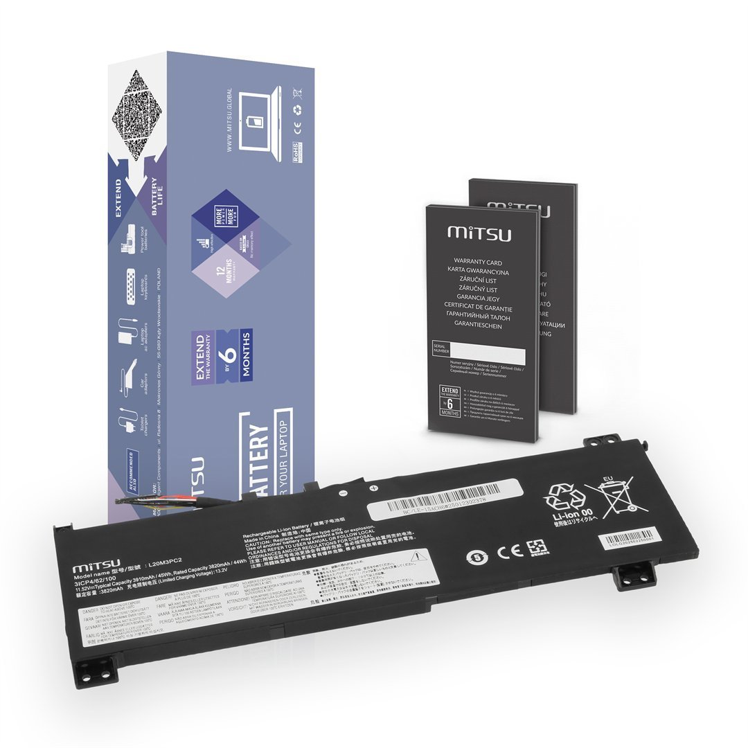Mitsu Bateria L20C3PC2 do Lenovo IdeaPad Gaming 3 15ACH6 15IHU6