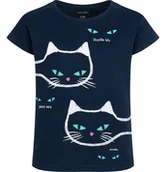 Bluzki dla dziewczynek - T-shirt z krótkim rękawem dla dziewczynki, z kotami, granatowy 9-13 lat - miniaturka - grafika 1