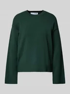 Swetry damskie - Sweter z dzianiny z prążkowanymi wykończeniami model ‘KAMMA’ - miniaturka - grafika 1