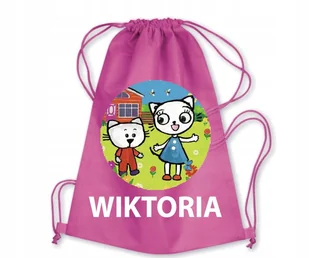 Różowy Worek Szkolny Workoplecak WF Do Przedszkola Szkoły KICIA KOCIA +IMIĘ - Plecaki worki - miniaturka - grafika 1