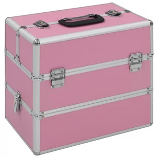 Vida Kuferek na kosmetyki 37 x 24 x 35 cm różowy aluminiowy V-91838 - Kosmetyczki, organizery i kuferki - miniaturka - grafika 1