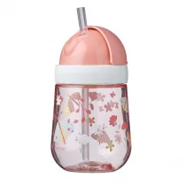 Little Dutch Kubek ze słomką Mio Flowers & Butterflies 300 ml - Kubki dla dzieci - miniaturka - grafika 1