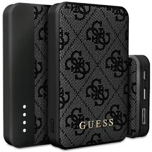 Guess Powerbank 15W GUPB5LP4GEGK 5000mAh czarny/black 4G Leather Metal Logo - Powerbanki - miniaturka - grafika 2
