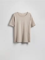 Koszulki męskie - Reserved - T-shirt relaxed z bawełny pima - beżowy - miniaturka - grafika 1