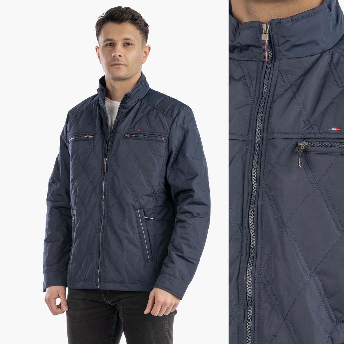 Kurtka Męska Przejściowa Granatowa Klasyczna Casual Wiosna Jesień XXL