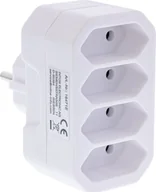 Kable - InLine® Steckdosenadapter, Schutzkontakt Stecker an 4x Eurobuchse, weiß - miniaturka - grafika 1