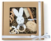 Grzechotki dla dzieci - Prezent na chrzest święty dla dziecka, biały, zapakowany w eko pudełku - miniaturka - grafika 1