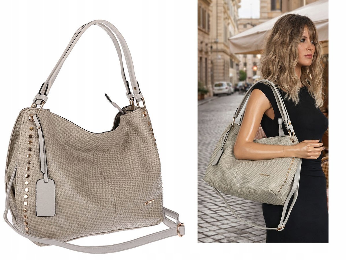 Torebka Damska Worek shopper włoska marka CHARRO pojemna CH3368 Szara