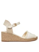 Espadryle damskie - Tommy Hilfiger Espadryle Fringe Canvas Medium Wedge FW0FW08879 Beżowy - miniaturka - grafika 1