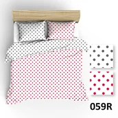 Pościel - Pościel 160x200 R059 biała groszki szare różowe 81N 80N - miniaturka - grafika 1