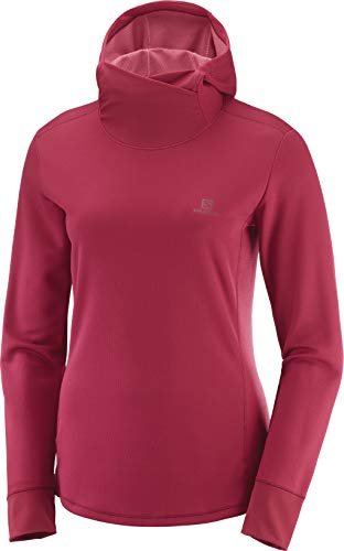 Salomon damska bluza sportowa, Agile LS bluza z kapturem W, poliester, czerwony (Rio czerwony/wrzosowy), rozmiar S, LC1158400