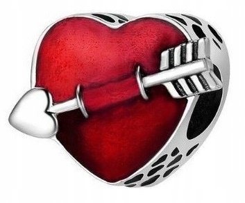 Charms Srebrny Strzała Serce Walentynki Strzała Amora Love SREBRO 925