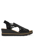 Sandały damskie - Rieker Sandały CEO-67465-00 Czarny - miniaturka - grafika 1