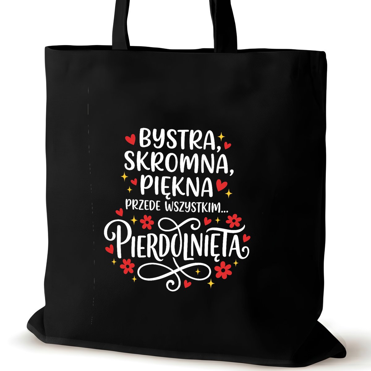 Czarna torba bawełniana dla VIRAL na ramię przyjaciółki duża zakupowa