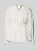 Bluzki damskie - Bluzka o kroju regular fit z wiązaniami - miniaturka - grafika 1