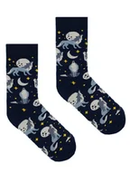 Skarpetki męskie - Nocne wilki z księżycem czarne skarpetki we wzory Kabak - miniaturka - grafika 1