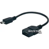 Kable USB - Digitus Kabel USB Kabel połączeniowy USB 2.0 OTG Typ miniUSB B/USB A M/Ż czarny 0,2m AK-300310-002-S - miniaturka - grafika 1