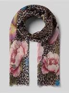 Apaszki i szaliki damskie - Szalik z kwiatowym nadrukiem allover - miniaturka - grafika 1