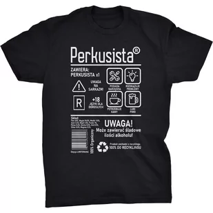 Perkusista Etykieta Koszulka Prezent Perkusisty - Koszulki męskie - miniaturka - grafika 1