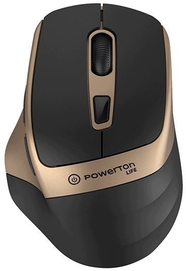 Powerton LIFE FLIXO Mysz bezprzewodowa, czarno-złota, 1600DPI WPM10GL