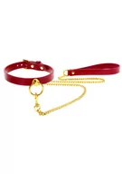 Akcesoria BDSM - Taboom Taboom Bondage in Luxury O-Ring Collar and Chain Leash Red - miniaturka - grafika 1