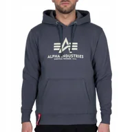 Bluzy męskie - Bluza z kapturem Alpha Industries Basic 178312 136 Grafitowa 3XL - miniaturka - grafika 1