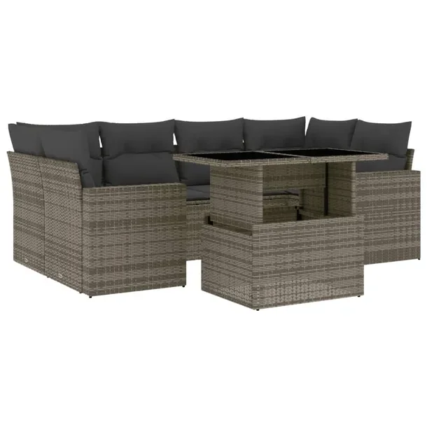 Zestaw mebli ogrodowych modułowych szary rattan PE 62 x 62 x 69 cm