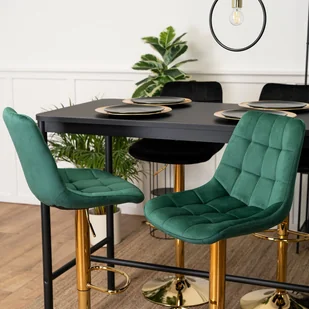 Krzesło Barowe Tapicerowane Hoker ARCOS Zielone Welurowe Nowoczesne Glamour - Taborety i hokery - miniaturka - grafika 1