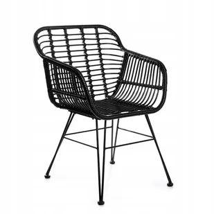Krzesło ogrodowe Jardin plecione czarne 56x42x82 - Krzesła - miniaturka - grafika 1