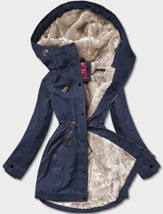 ZIMOWA PARKA DAMSKA Z WSTAWKAMI Z EKOSKÓRY GRANATOWA (2M-21A93) - LHD - Kurtki damskie - miniaturka - grafika 1