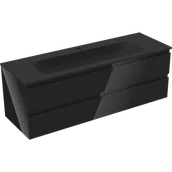 Szafki łazienkowe - Mexen Orio szafka łazienkowa 140 cm z umywalką Vela, 2 szuflady, czarna połysk/czarna mat - 91A10-14047-2-BFF70-W23M71 - miniaturka - grafika 1