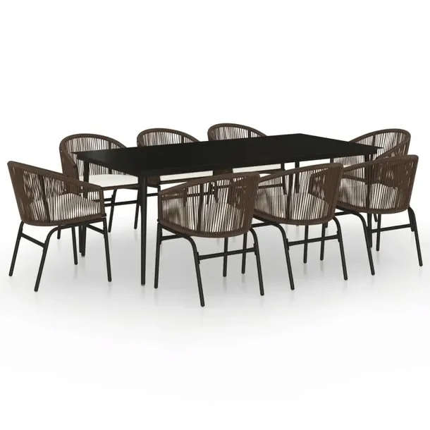 Zestaw Jadalniany do Ogrodu ze Stali i Rattanu PVC, Stół 200x100x74 cm, C