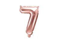 Balony i akcesoria - PartyDeco Balon foliowy cyfra 7, 14", różowe złoto FB10M-7-019R - miniaturka - grafika 1