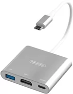 Adaptery i przejściówki - Adapter USB-A-USB-C-HDMI 4K Somostel biały - miniaturka - grafika 1