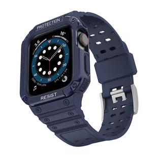 Protect Strap Band opaska z etui do Watch 7 / 6 / 5 / 4 / 3 / 2 / SE (41 / 40 / 38mm) obudowa pancerny pokrowiec na zegarek niebieski - Etui i futerały do telefonów - miniaturka - grafika 2
