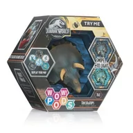 Figurki dla dzieci - WOW! PODS - Kolekcja Jurassic World Dominion - Triceratops - Figurka kolekcjonerska z czujnikiem światła i ruchu (Deqube 918JUR102402) - miniaturka - grafika 1