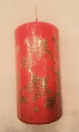 Świece - Świeca walec czerwna w złote gwiazdki 57 x 110 mm Euro Kerze - miniaturka - grafika 1