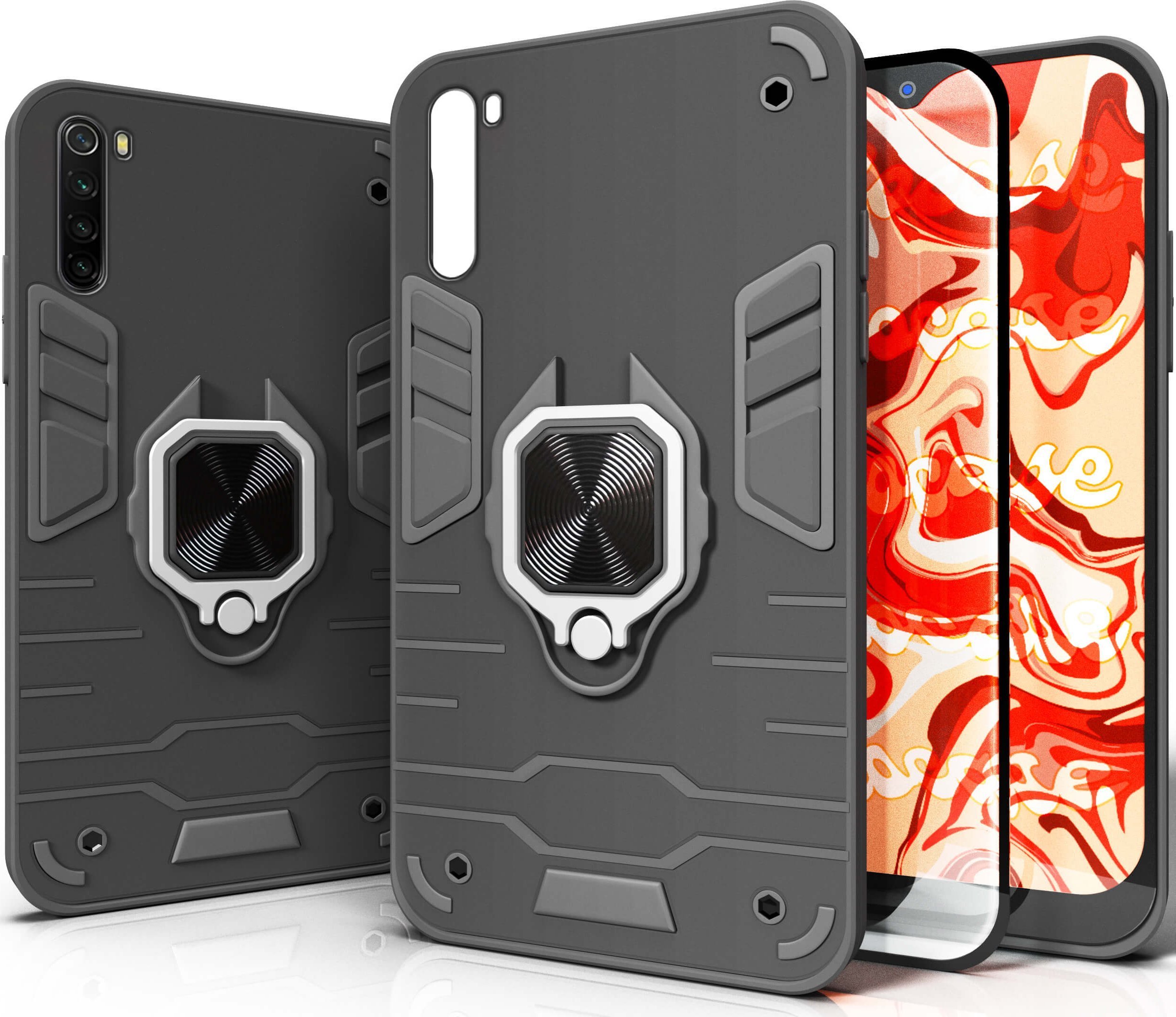 Hello Case ETUI PANCERNE DO XIAOMI REDMI NOTE 8 CZARNE OBUDOWA ARMOR HOLDER SZKŁO 9H