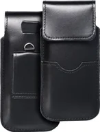 Etui i futerały do telefonów - OEM Skórzana uniwersalna wsuwka z klapką - ROYAL / czarny - Rozmiar M - IPHONE 5 / NOKIA S5610 / LUMIA 230 - miniaturka - grafika 1