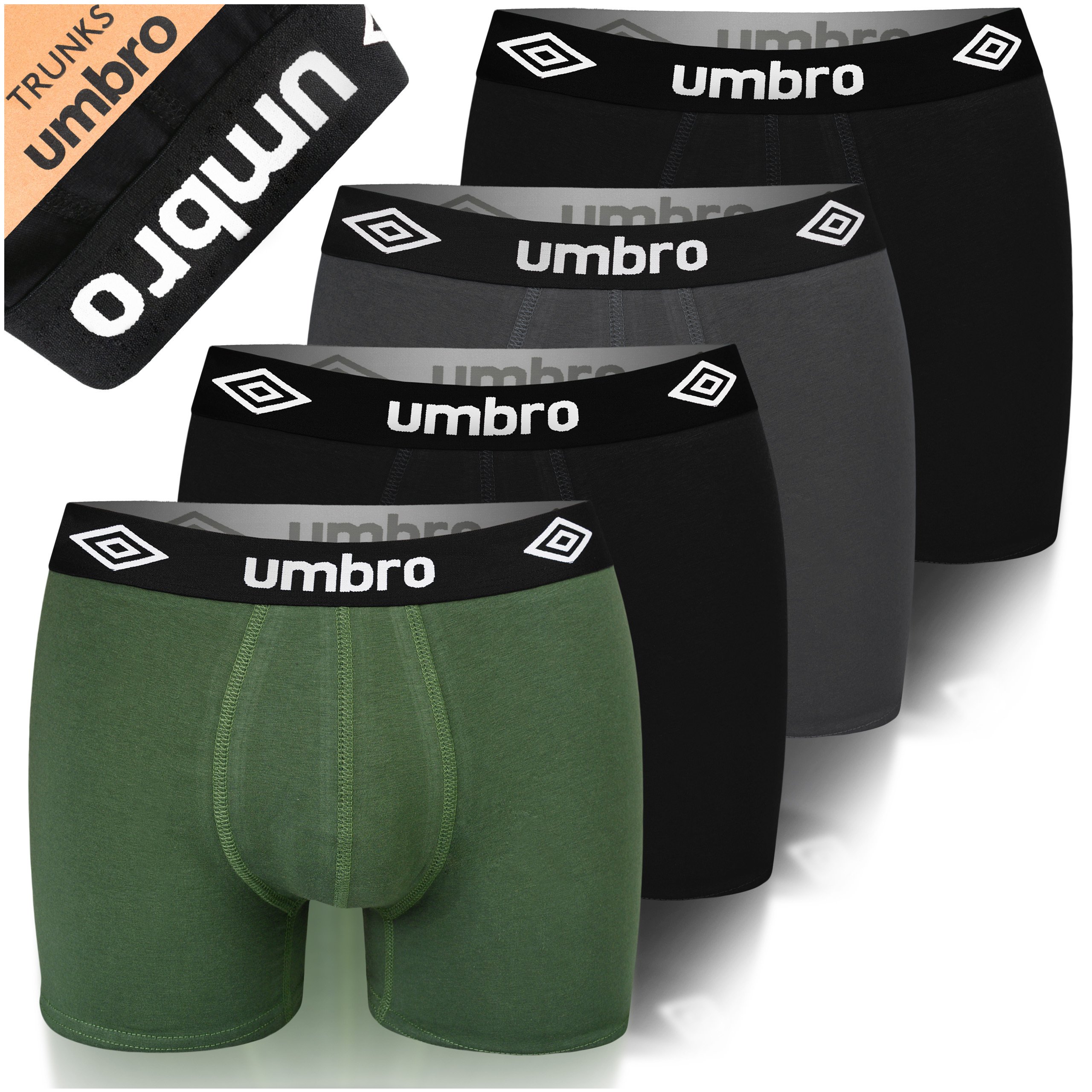 UMBRO PREMIUM bokserki męskie bawełniane 4 pack Doskonały komfort, jakość Elastyczne, miękkie majtki dla mężczyzn Idealne dopasowanie, M