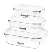 Pojemniki kuchenne - Lamart Zestaw szklanych pojemników na żywność 3 szt LT6011 - miniaturka - grafika 1