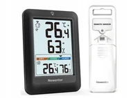 Stacje pogodowe - Stacja pogody termometr z czujnikiem Newentor czarny - miniaturka - grafika 1